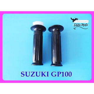 SUZUKI GP100 GP125 HANDLE GRIP THIMBLE with FILLING THROTTLESET * NEW * //  ปลอกแฮนด์ พร้อมไส้เร่ง สีดำ ซูซุกิ ของใหม่