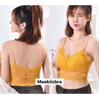 🦄Mookiizbra🦄 New บราลูกไม้สายเดี่ยว ปรับสายได้สุดเซ็กซี่ 👍🏻 ฟรีไซร์  /7 สี