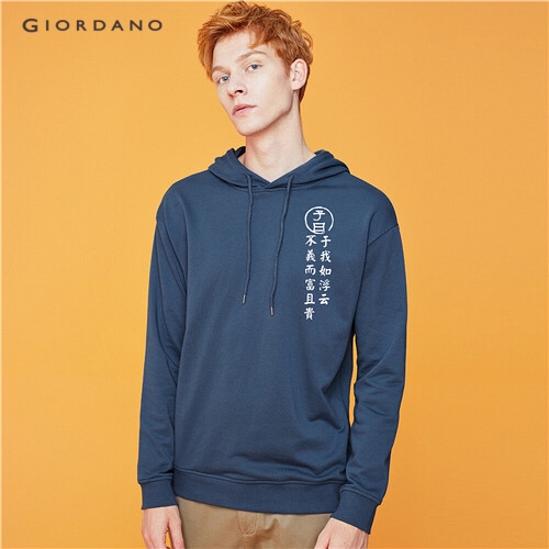 GIORDANO MEN Printed long-sleeve hoodie 91099670