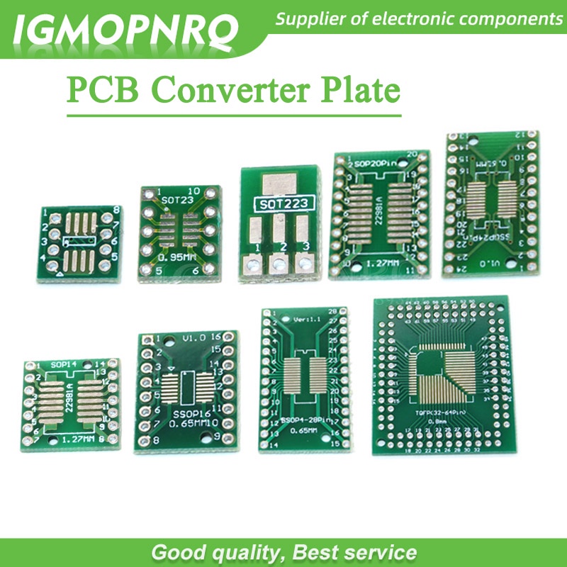 แผ่นบอร์ดอะแดปเตอร์แปลง PCB SOP8 SOP14 SOP16 SOP20 SOP24 SOP28 QFP FQFP TQFP TSSOP 8 14 16 20 24 28 10 ชิ้น
