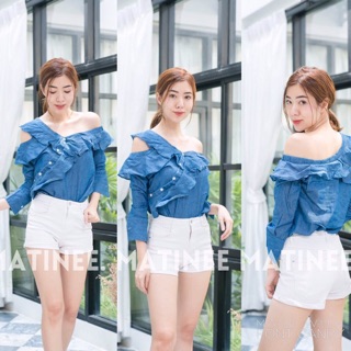เสื้อแขนยาวเย็บระบายริ้ว