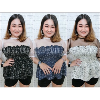 เสื้อแฟชั่นซีทรู ลายจุด สาวอวบ