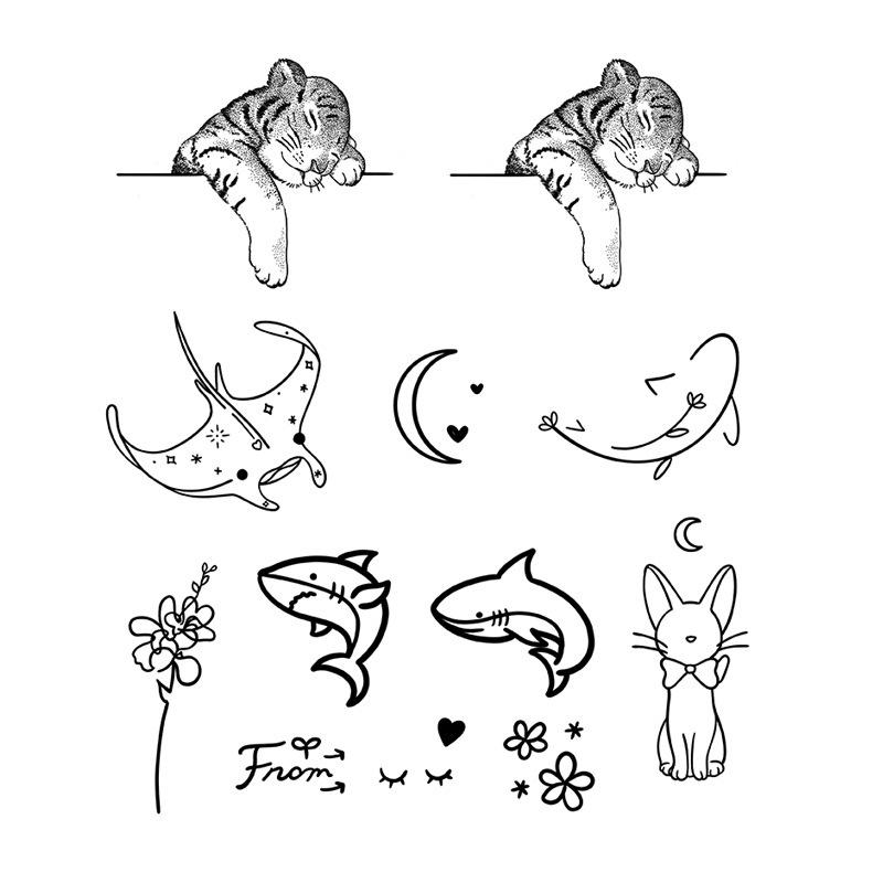 【Magic Tattoo】สติกเกอร์รอยสักชั่วคราว ลายผีเสื้อ งู หางนางเงือก ไดโนเสาร์ เสือ กันน้ํา ติดทนนาน 15 วัน