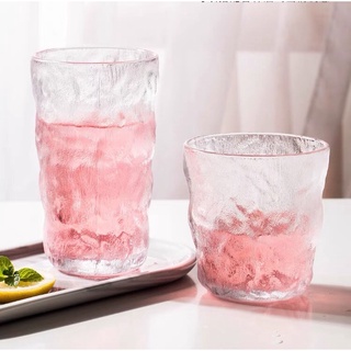 แก้วน้ำใส glass cup วินเทจสวยไฮคลาส หรูหราสไตล์ผู้ดี แบบเนื้อหนา ลวดลายไม่ซ้ำใคร สีขุ่น