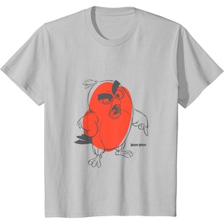 เสื้อยืดผ้าฝ้ายพรีเมี่ยม เสื้อยืด พิมพ์ลายตัวอักษร Angry Birds สีแดง