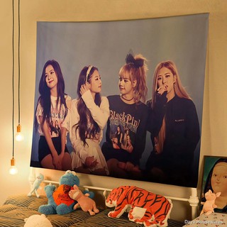 ∈BLACKPINK พื้นหลังผ้า Zhixiu Lisa Zhini rosé ห้องนอนแขวนผ้า tapestry ตกแต่งหอพักตกแต่งผ้า