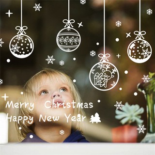 T1h Merry Christmas สติกเกอร์ตกแต่งผนังบ้าน หน้าต่าง ลอกออกได้ YL2206