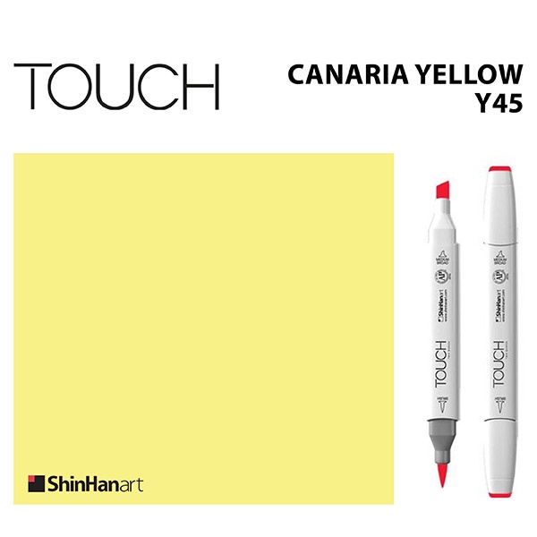 TOUCH TWIN BRUSH MARKER Y45 (CANARIA YELLOW) / มาร์คเกอร์หัวพู่กัน-หัวตัดขนาดกลาง รหัส Y45 (CANARIA YELLOW)