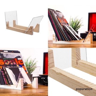 POP Vinyl Record Storage Stand ชั้นวางของจอแสดงผลความจุขนาดใหญ่, อะคริลิคใสปลาย Modern Solid Wooen LP Album Desktop Stand