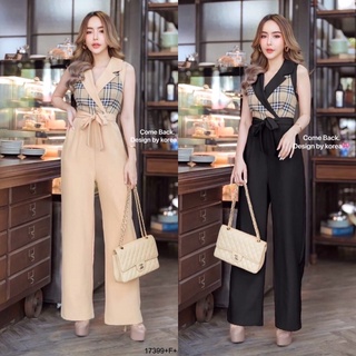 TW17399 Jumpsuit จั้มสูทขายาว แขนกุด