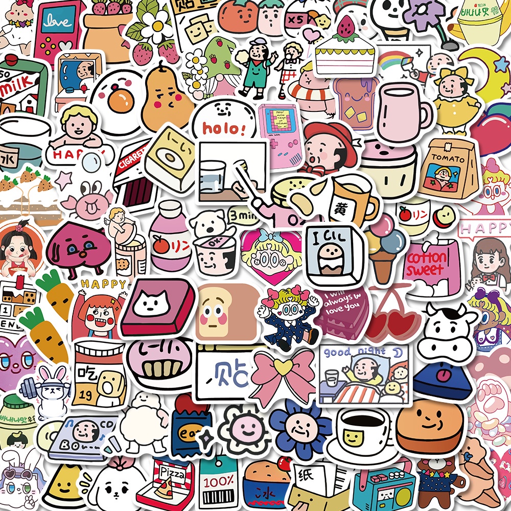 90ชิ้น อิน ขนาดเล็กสดน่ารักการ์ตูนสติกเกอร์กันน้ําสเก็ตบอร์ดแล็ปท็อปกระเป๋าเดินทางกราฟฟิตีสติ๊กเกอร์