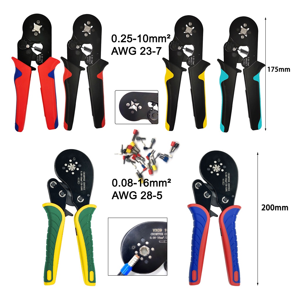 Crimping คีม Terminals ชุด Tube Bootlace Terminals เครื่องมือช่างไฟฟ้า Crimper Self-Adjusting Crimping Plier เครื่องมือลวด Crimper