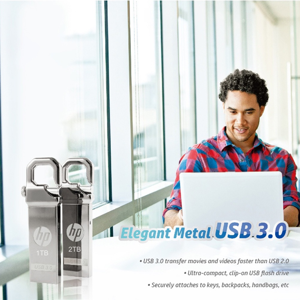 HP USB 3.0 แฟลชไดรฟ์ 2TB ความเร็วสูงมินิแบบพกพา HP USB3.0 USB แฟลชไดรฟ์ 2TB โลหะกันน้ำ รถ