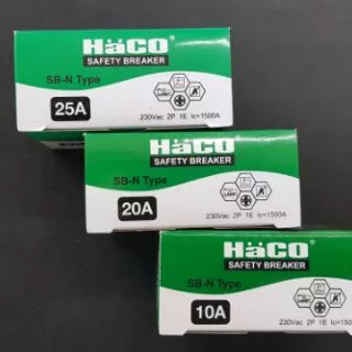 Haco เบรกเกอร์ มีสัญญาณไฟ10A, 16A 20A, 25A 32A (แถม!!กล่องครอบเบรกเกอร์)