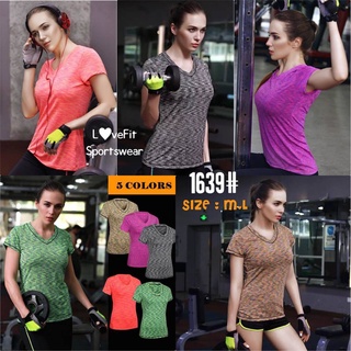 เสื้อแขนสั้นสปอร์ต เสื้อวิ่ง Slim Fit ผ้าPOLYESTER 94.5%Spandex5.5% 1639