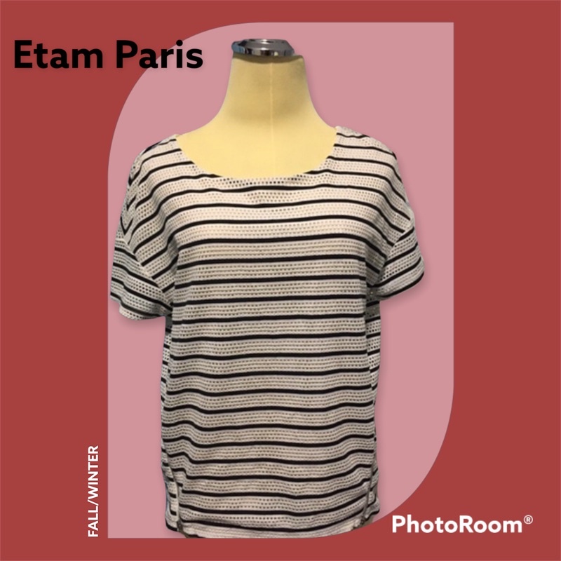 Etam Paris เสื้อยืด  Size 38 สีขาวดำ มีซับในด้านหน้า มือ2 พร้อมส่ง