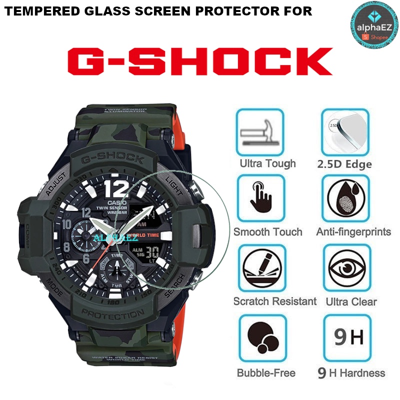 Casio G-Shock GA-1100SC-3 GRAVITYMASTER Series 9H ฟิล์มกระจกนิรภัยกันรอยหน้าจอ กันรอยขีดข่วน GA1100