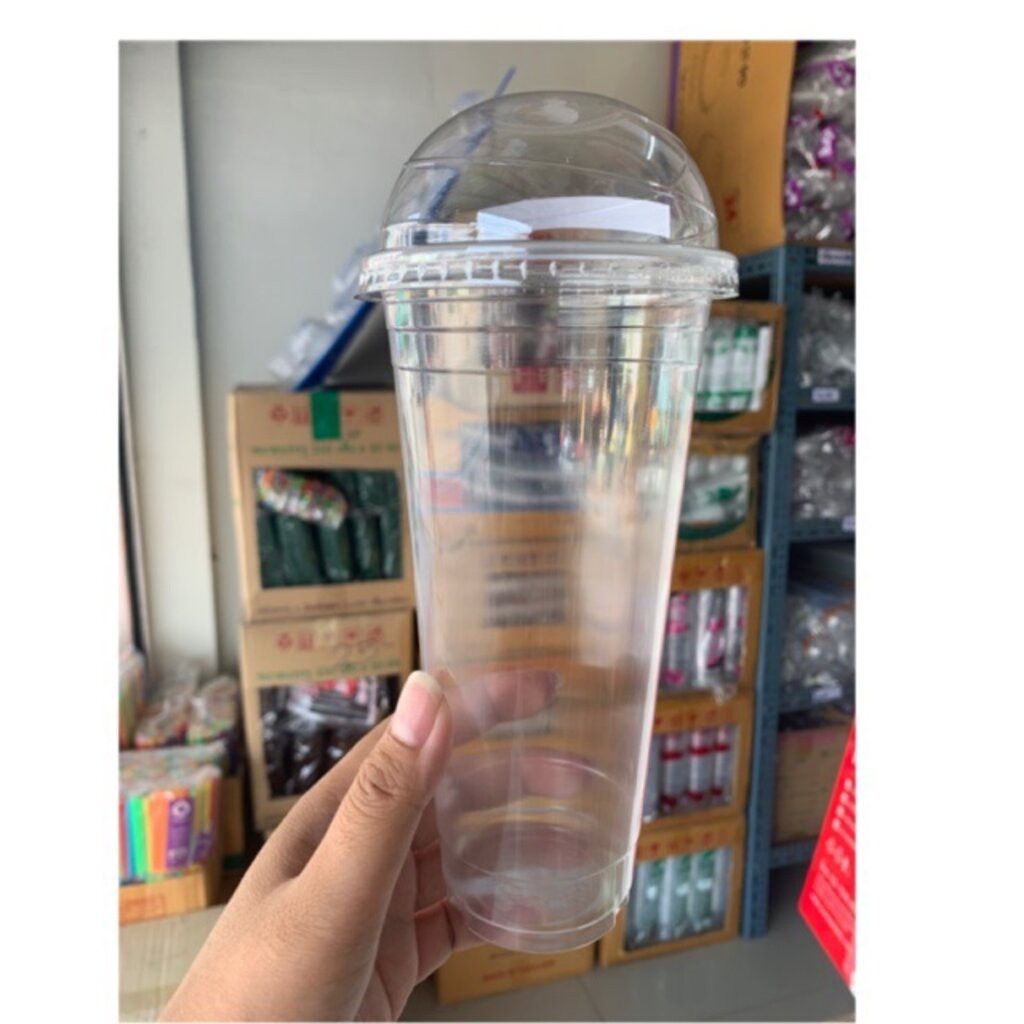 แก้ว22เรียบใส ปาก90 พร้อมฝาโดมเกลียว (ยกลัง)