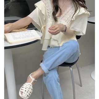 *พร้อมส่ง * ♥️V-neck Suffle Chiffon Shirt