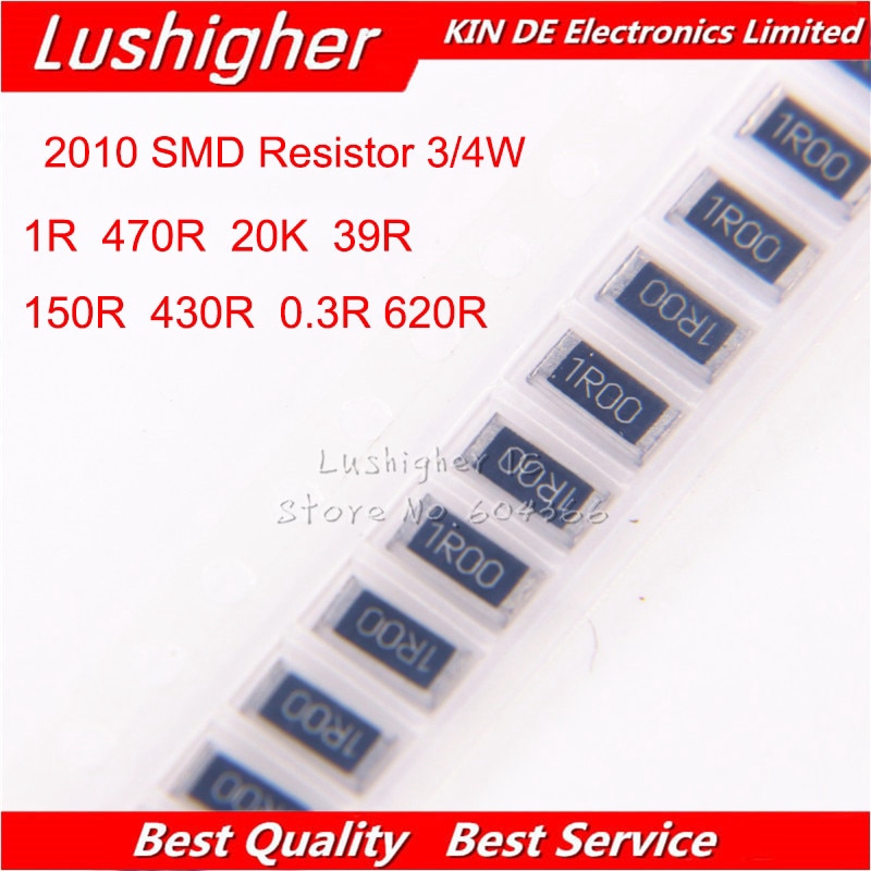 100PCS 2010 SMD Resistor 3/4W 1% 1R 150R 470R 39R R30 20K 620R 430R 1 ohm 1ohm 1R00 1R0 150 470 39 0