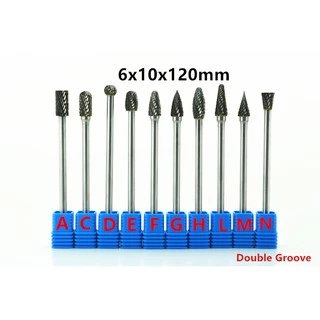 1pcs 6x10x120mm ทังสเตนคาร ์ ไบด ์ Burrs ยาว 6 มม.ก ้ านบดเครื ่ องมือโรตารี ่ พร ้ อมสต ็ อก