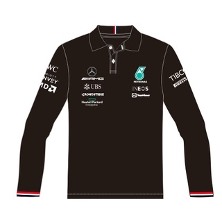 เสื้อโปโลแขนยาว แบบแห้งเร็ว ลาย F1 Racing Mercedes-benz benz Hamilton Bottas สําหรับผู้ชาย 2022