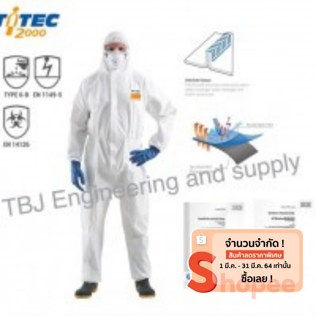 **พร้อมส่ง** ชุด PPE ป้องกัน เชื้อโรค สารเคมี 3M
