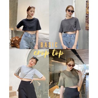 BASIC CROP TOP เสื้อยืดสีพื้นเอวลอย