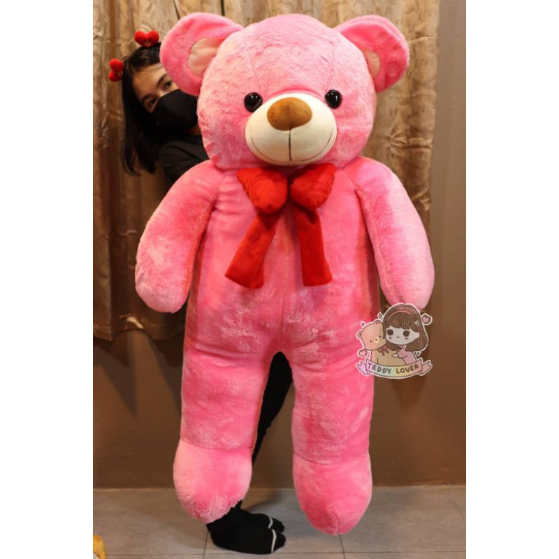 ตุ๊กตาหมีเท็ดดี้โบว์แดง ตัวใหญ่ขนาด1.1เมตร ขนนุ่มๆ(สีชมพู)