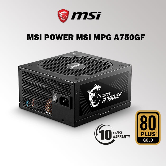 ( MPG A750GF) POWER SUPPLY (อุปกรณ์จ่ายไฟ) MSI MPG A750GF 750W (80 Plus Gold) ประกัน 10 ปี