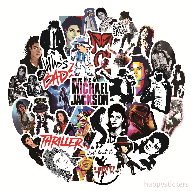 50 ชิ้น Michael Jackson สติกเกอร์ Rock Star สติ๊กเกอร์กันน้ําสําหรับขวดน้ํา Hydroflask แล็ปท็อป Tumbler