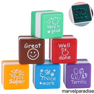 [Mapde] 6pcs English Teachers Encourage Stamp Seal Water Self-Inking Kid Cartoon Encouragement Toys