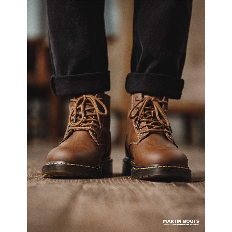 Retro ชายหนุ่มเหนียวสุภาพบุรุษธุรกิจ Martin รองเท้า high-top สไตล์อังกฤษรองเท้าเครื่องมือกลางอินเทรนด์ sh - รูปที่ 6