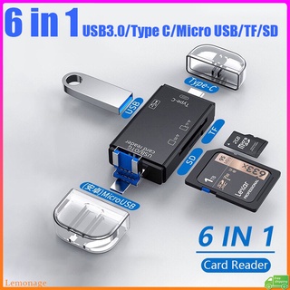 【พร้อมส่ง】เครื่องอ่านการ์ด Usb 3.0 6 In 1 Micro USB U Disk Type C TF SD การ์ดหน่วยความจํา All In One Type C USB SD สําหรับโทรศัพท์ แล็ปท็อป