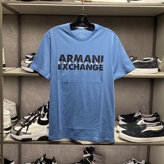 เสื้อยืดผ้าฝ้ายพิมพ์ลาย Armani เสื้อยืดคอกลม แขนสั้น พิมพ์ลายโลโก้ สําหรับผู้ชาย