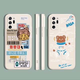 เคสโทรศัพท์มือถือซิลิโคนลายหมีอวกาศสําหรับ Samsung Galaxy Note 20 Ultra Note10 A30 A50 A20 A70 A50S A10