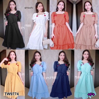 👗Pfashion [ส่งไว!!🚛] P9774 เดรสคอเหลี่ยมแขนตุ๊กตา Square neck dress with doll sleeves