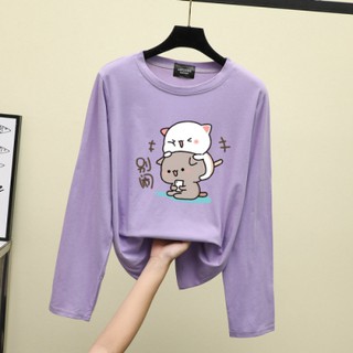 ที่นิยมมากที่สุด  รูปแบบการ์ตูนน่ารัก  เสื้อยืดคอกลม  แขนยาว  เสื้อ  10สี  M~3XL