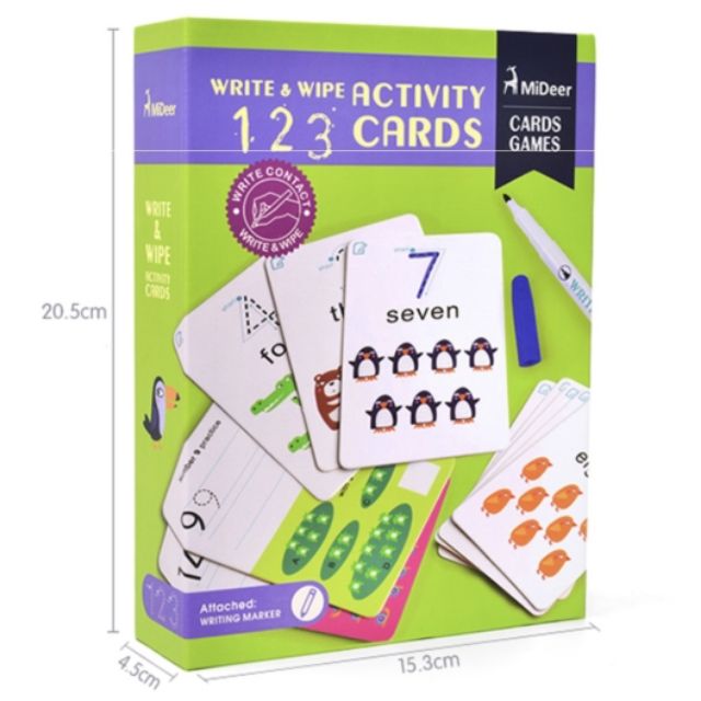 📚Mideer Write&amp;Wipe 123​ Activity Card 📚  🔥แถมฟรีปากกาwipe&amp;clean​ เพิ่ม​ 1​ ด้าม🔥งล