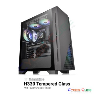 Thermaltake H330 Tempered Glass Mid Tower Chassis - Black (เคส) Case