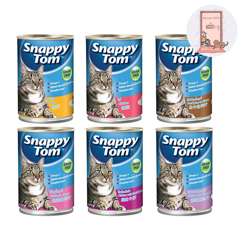 Snappy Tom อาหารแมวเกรดพรีเมี่ยม ขนาด 400 กรัม มีหลายรสชาต