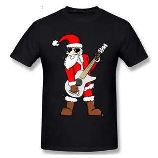 Soft T-Shirt Rock Star Santa Claus Father Christmas Cartoon Printed Rocking Style Simple