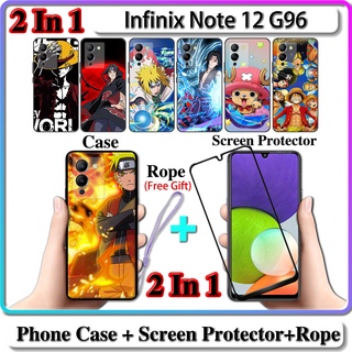 2 IN 1 เคส Infinix Note 12 G96 เคส พร้อมกระจกนิรภัยโค้ง เซรามิค ป้องกันหน้าจอ นารูโตะ และการออกแบบ One Piece