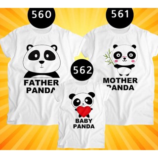 เสื้อครอบครัว พ่อแม่ลูก FATHER MOTHER BABY ลายแพนด้า สีขาว ผ้านุ่ม ใส่สบาย