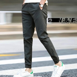 กางเกงขายาว ขาจั๊ม แฟชั่นเกาหลี เอวยืด ชาย/หญิง Jogger Pants ผ้าcotton รุ่น EL สีเทาเข้ม (Dark Gray)