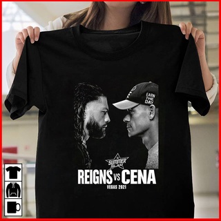 คอลูกเรือเสื้อยืดคอกลมเสื้อยืด ผ้าฝ้าย พิมพ์ลาย Roman Reigns vs John Cena Match สวมใส่สบาย แฟชั่นฤดูร้อน 2022ผ้าฝ้ายแท้