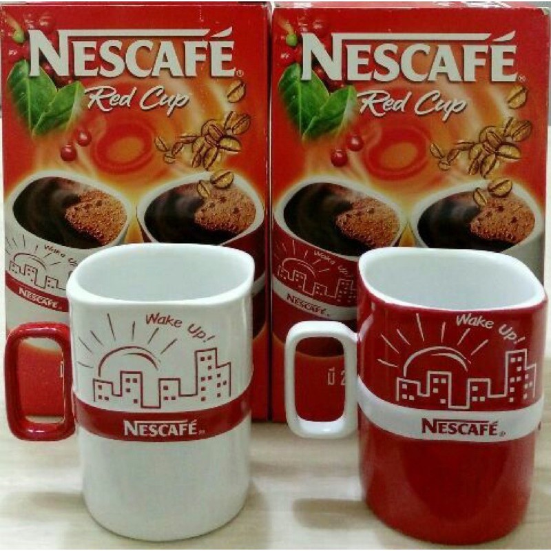 แก้วเนสกาแฟ(Nescafe) ลายwake up ใส่ได้ทั้งร้อนและเย็น เข้าไมโครเวฟได้อีกด้วย