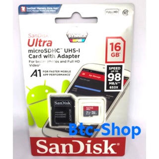 sandisk ultra micro sd 16gb class 10- 98mb/s ประกันของ synnex memmory card