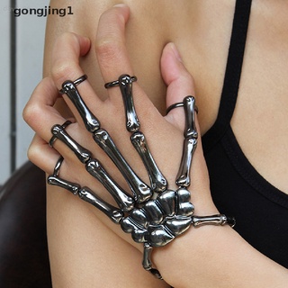 Gonjone สร้อยข้อมือ กําไลข้อมือ ลายกะโหลก โครงกระดูก ปรับได้ สไตล์โกธิค พังก์