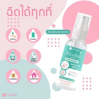 [Set] วีด้า สเปรย์ แอลกอฮอล์ 75% ขนาด 60ml x 3ขวด VIDA SPRAY ALCOHOL 75% Hand Sanitizer 3 pcs.